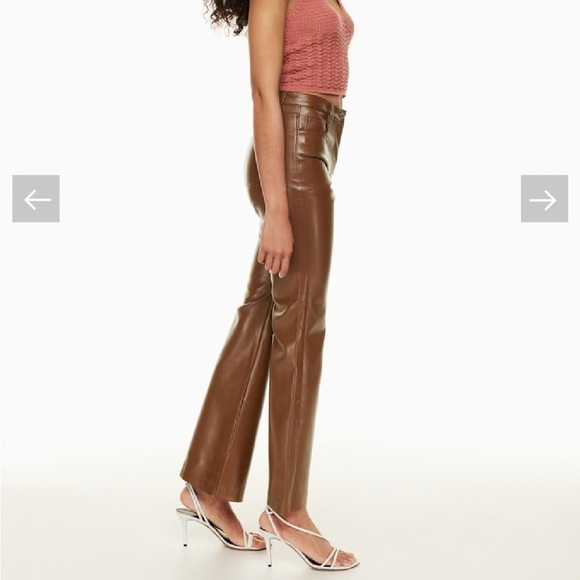 Aritzia Wilfred The Melina Faux Leather Pants Brown Size 2 - Picture 2 of 8